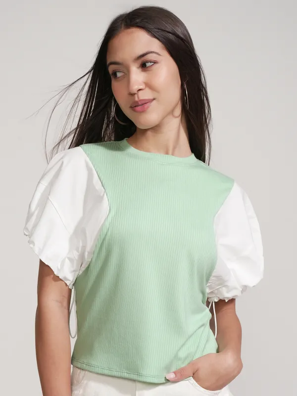 Tokyo Talkies Women Green Solid Regular Top