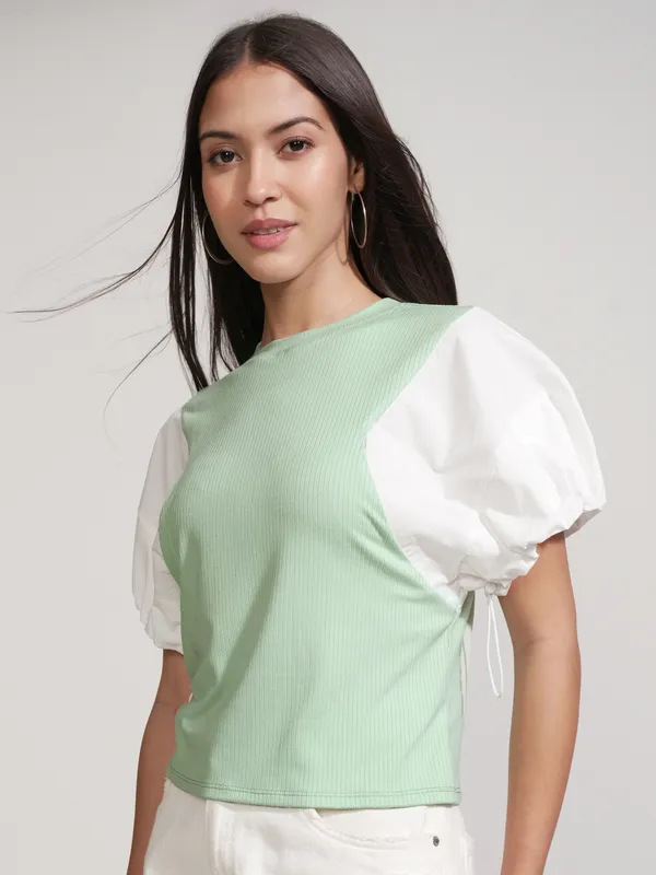 Tokyo Talkies Women Green Solid Regular Top