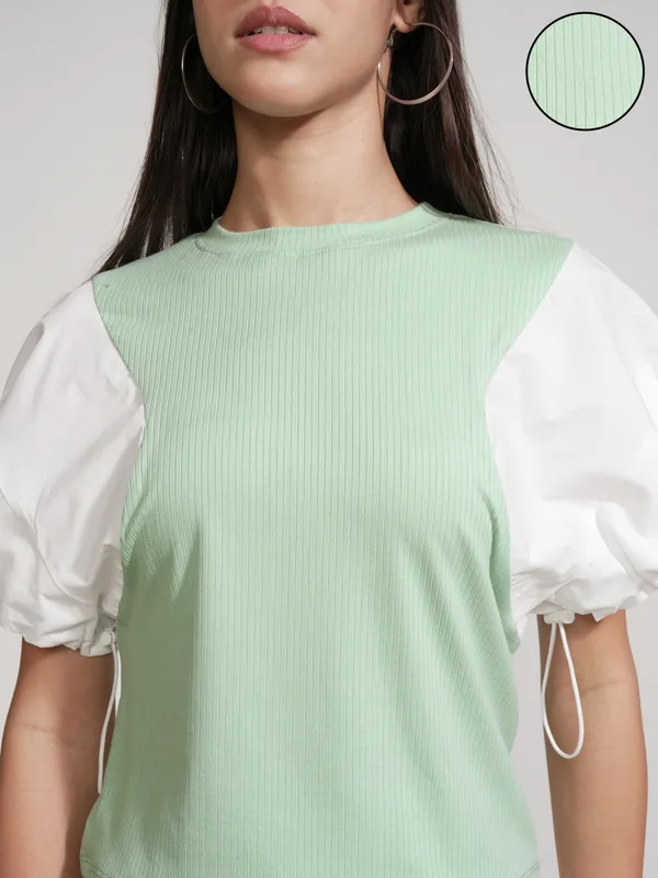 Tokyo Talkies Women Green Solid Regular Top
