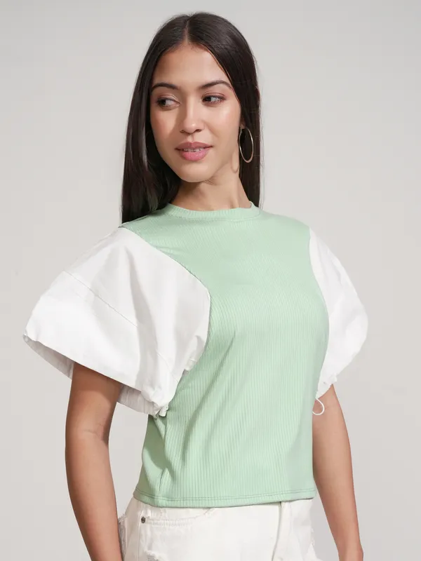 Tokyo Talkies Women Green Solid Regular Top