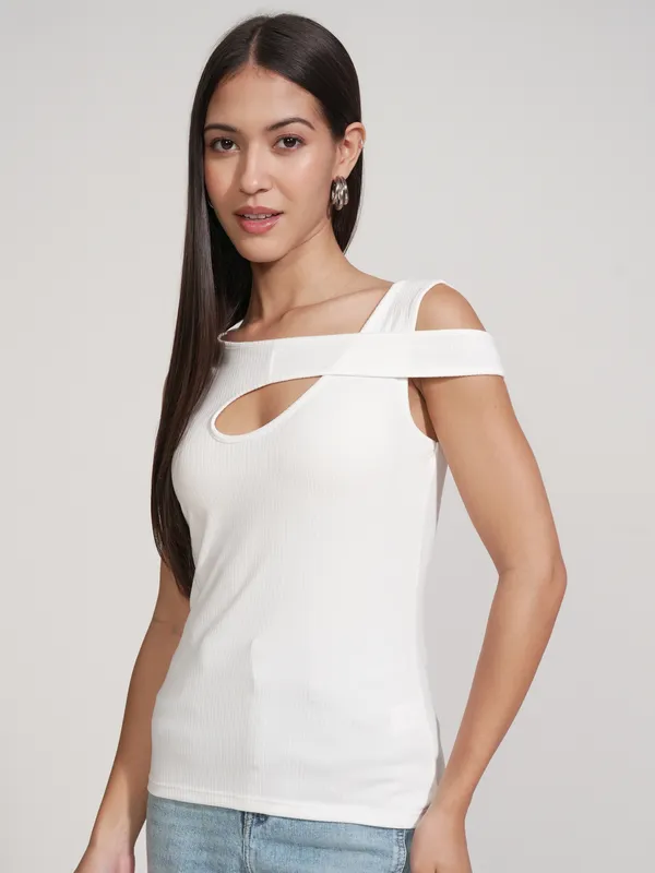 Tokyo Talkies Women White Solid Regular Top