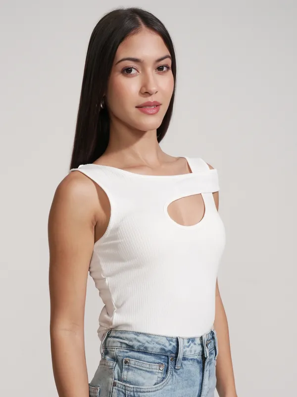 Tokyo Talkies Women White Solid Regular Top