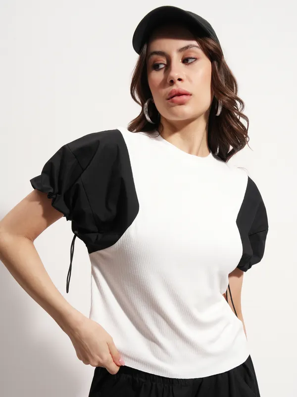 Tokyo Talkies Women White Solid Regular Top