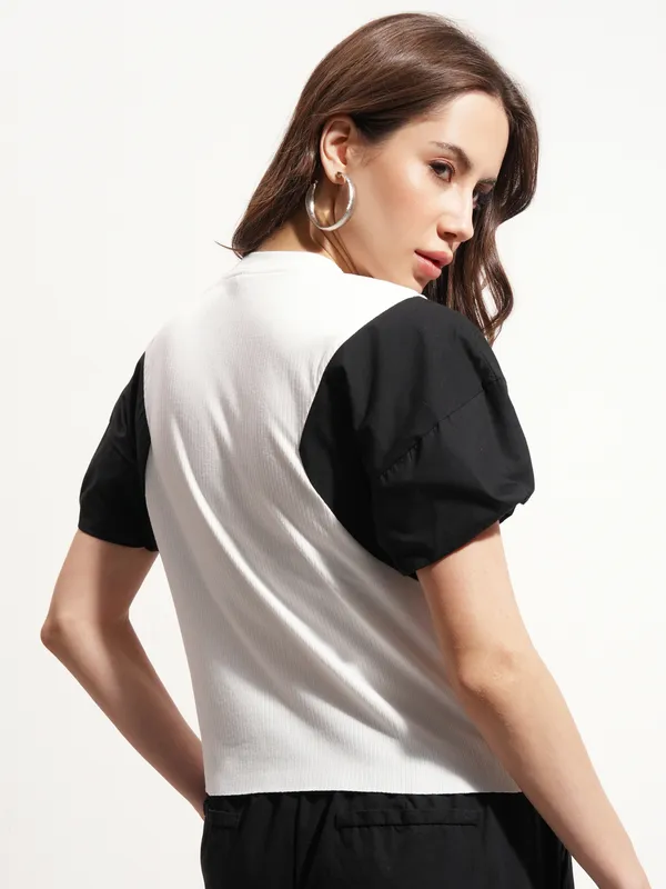 Tokyo Talkies Women White Solid Regular Top