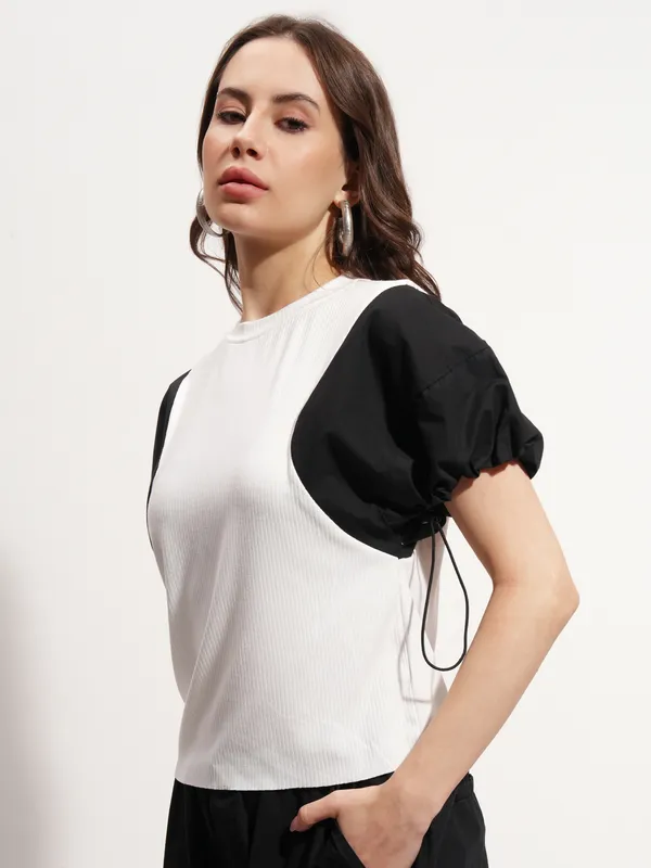 Tokyo Talkies Women White Solid Regular Top