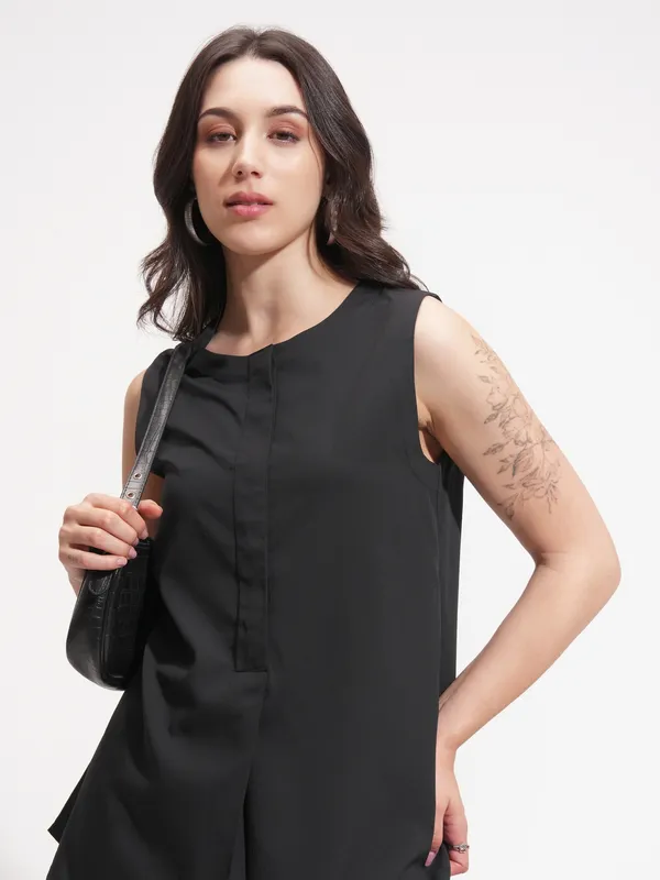 Tokyo Talkies Women Black Solid A-Line Top