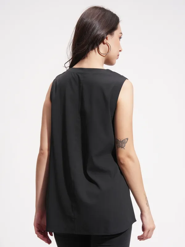 Tokyo Talkies Women Black Solid A-Line Top