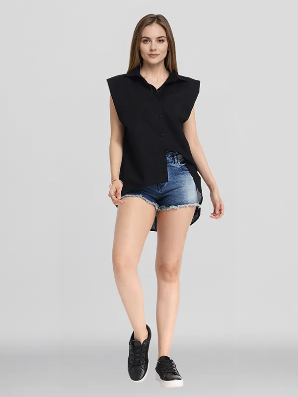 Chic By Tokyo Talkies Women Black Solid Regular Top