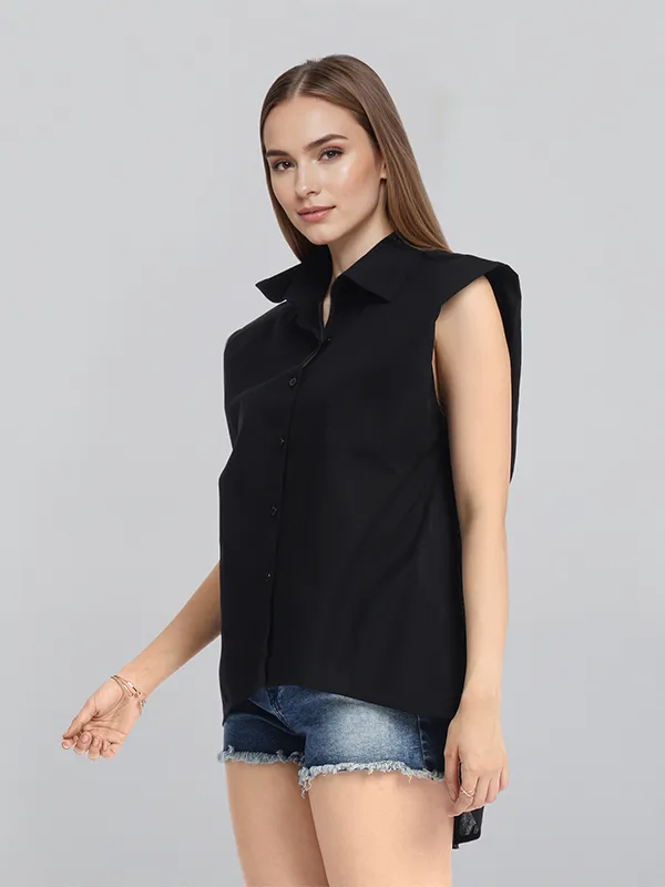 Chic By Tokyo Talkies Women Black Solid Regular Top