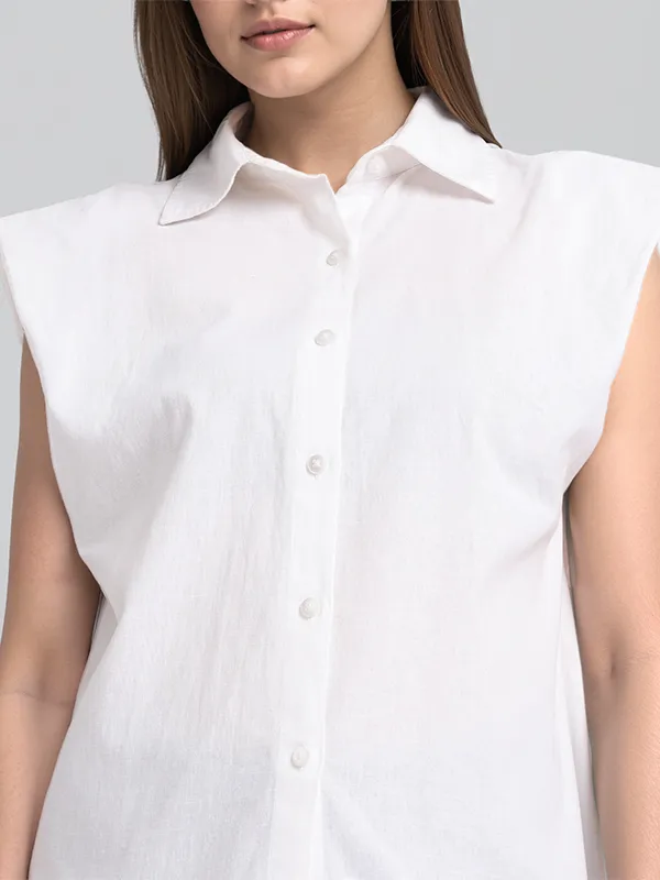 Chic By Tokyo Talkies Women White Solid Regular Top