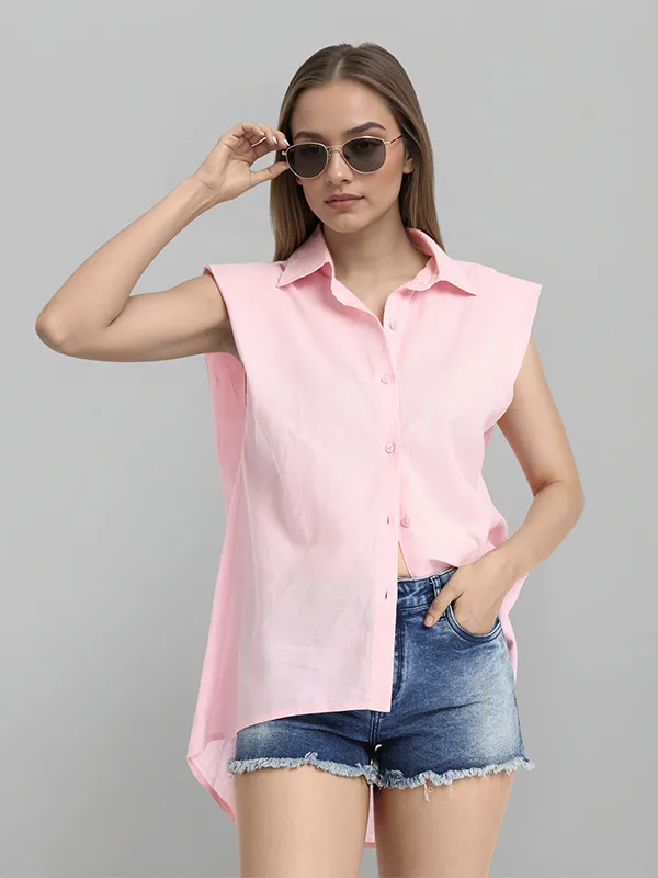 Chic By Tokyo Talkies Women Pink Solid Regular Top