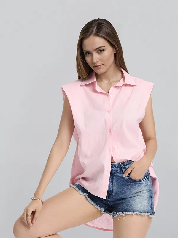 Chic By Tokyo Talkies Women Pink Solid Regular Top