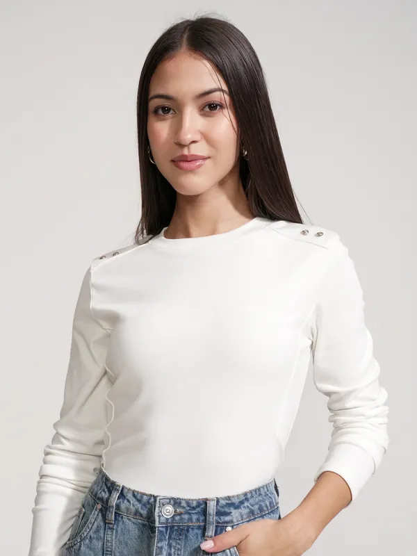 Tokyo Talkies Women White Solid Regular Top