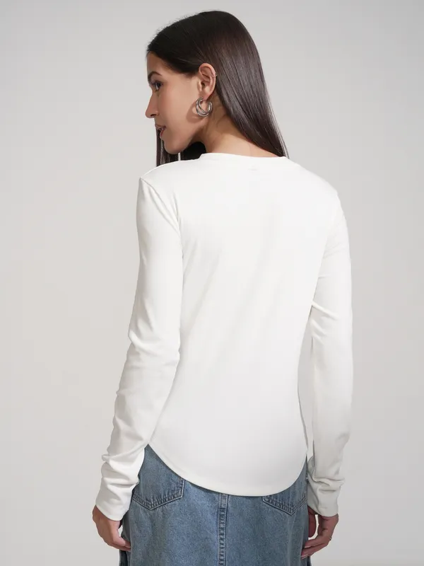 Tokyo Talkies Women White Solid Regular Top