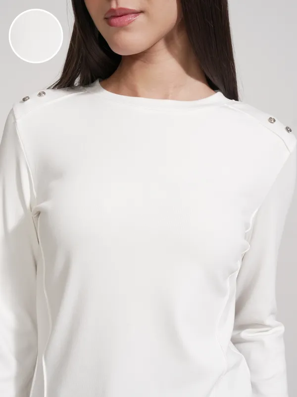 Tokyo Talkies Women White Solid Regular Top