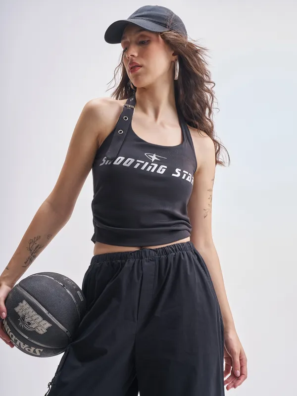 Tokyo Talkies Women Black Printed Regular Top