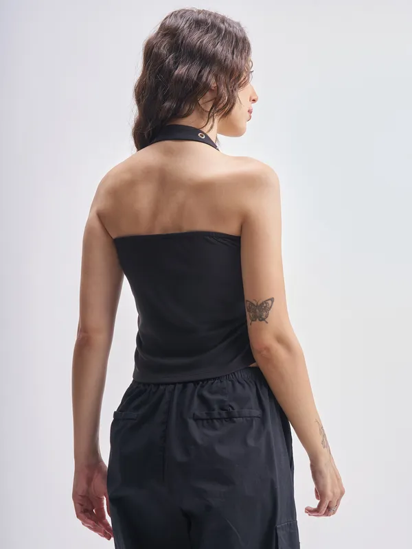 Tokyo Talkies Women Black Printed Regular Top