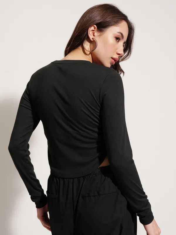 Tokyo Talkies Women Black Printed Regular Top