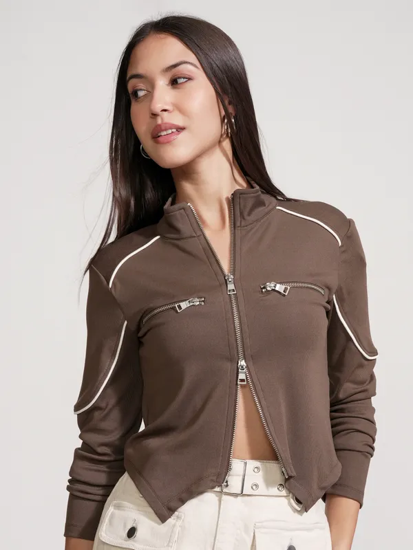 Tokyo Talkies Women Brown Solid Regular Top