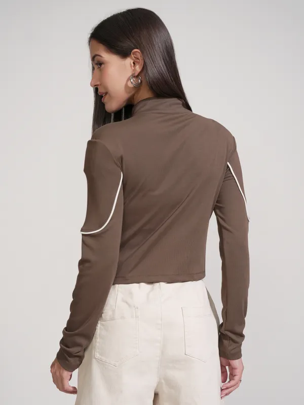 Tokyo Talkies Women Brown Solid Regular Top