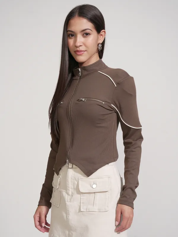 Tokyo Talkies Women Brown Solid Regular Top