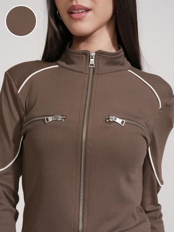 Tokyo Talkies Women Brown Solid Regular Top