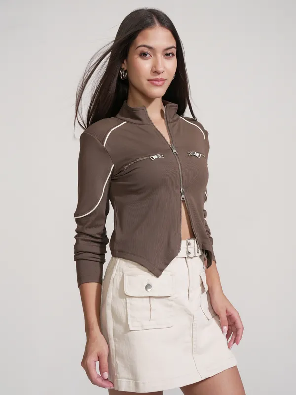 Tokyo Talkies Women Brown Solid Regular Top