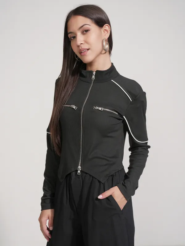 Tokyo Talkies Women Black Solid Regular Top