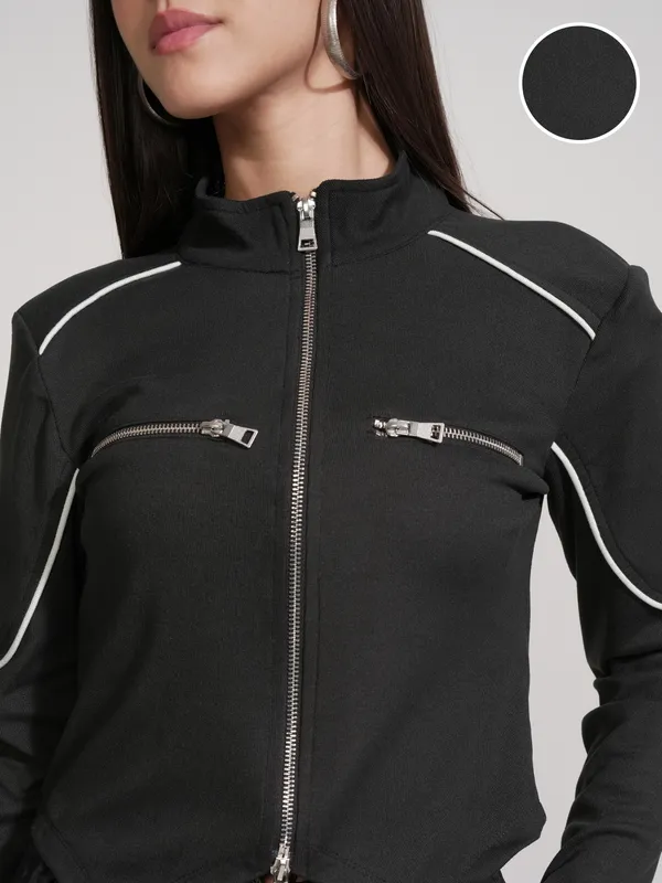 Tokyo Talkies Women Black Solid Regular Top