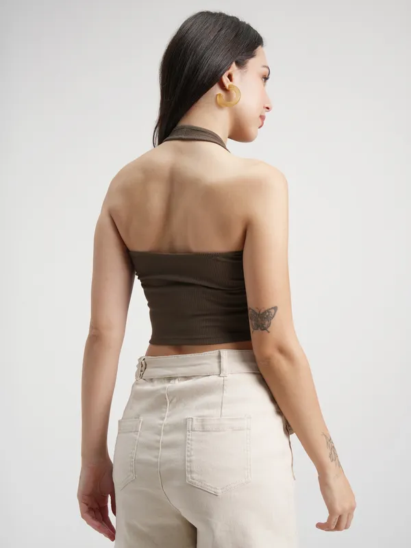 Tokyo Talkies Women Brown Solid Regular Top