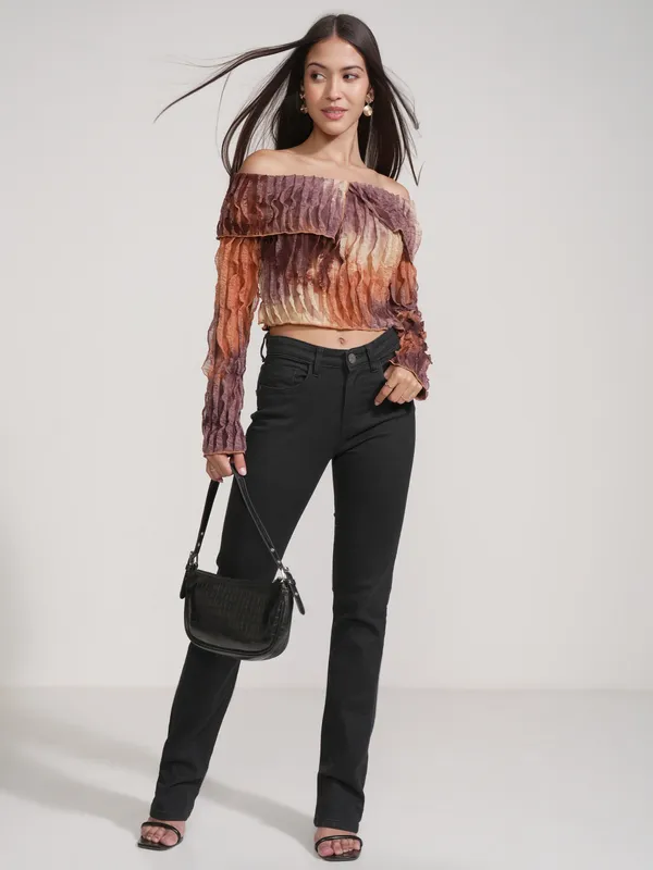 Tokyo Talkies Women Brown Printed Regular Top