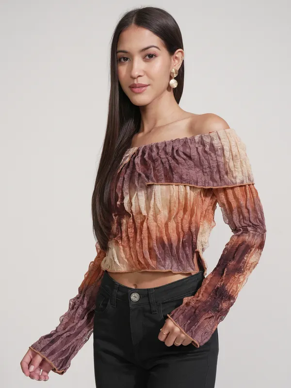 Tokyo Talkies Women Brown Printed Regular Top