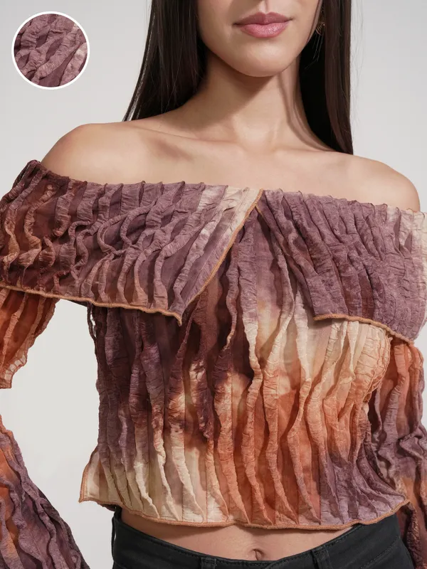 Tokyo Talkies Women Brown Printed Regular Top