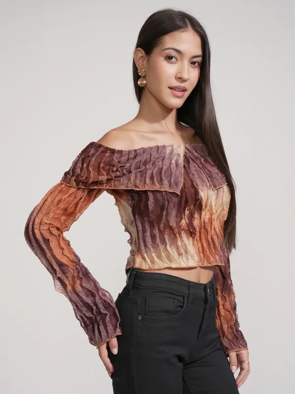 Tokyo Talkies Women Brown Printed Regular Top