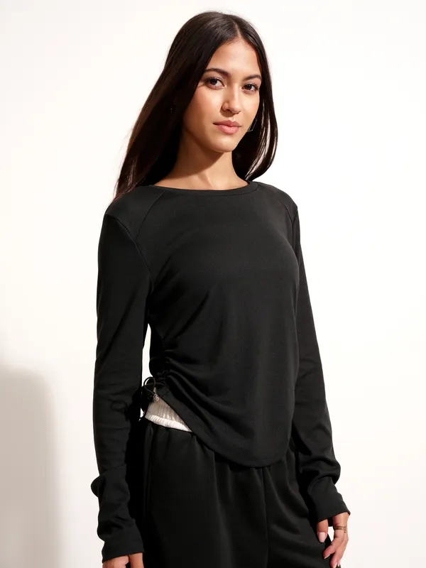 Tokyo Talkies Women Black Solid Regular Top