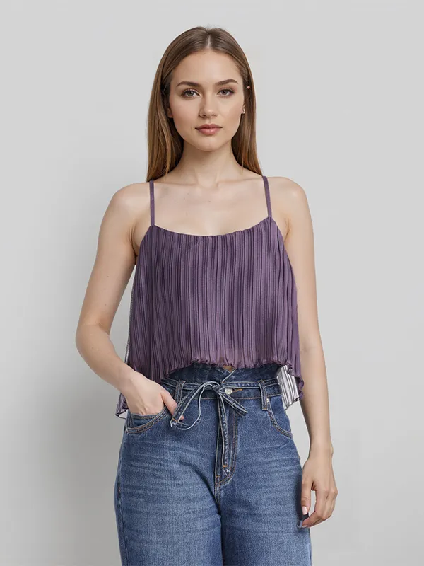 ESPYR By Tokyo Talkies Women Violet Striped Regular Top