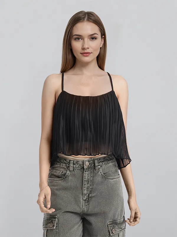 ESPYR By Tokyo Talkies Women Black Striped Regular Top