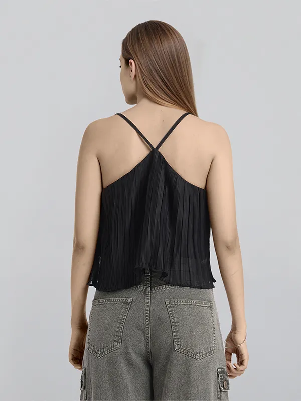 ESPYR By Tokyo Talkies Women Black Striped Regular Top