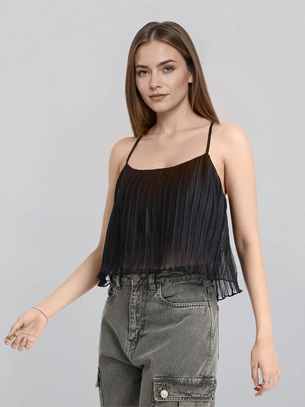 ESPYR By Tokyo Talkies Women Black Striped Regular Top