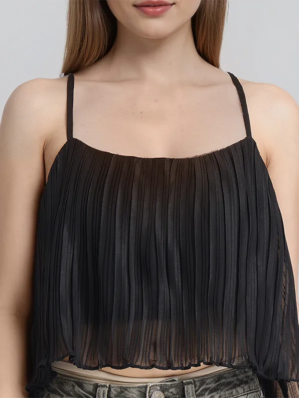 ESPYR By Tokyo Talkies Women Black Striped Regular Top