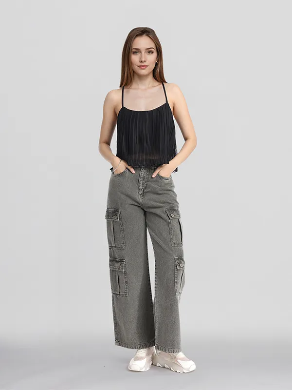 ESPYR By Tokyo Talkies Women Black Striped Regular Top