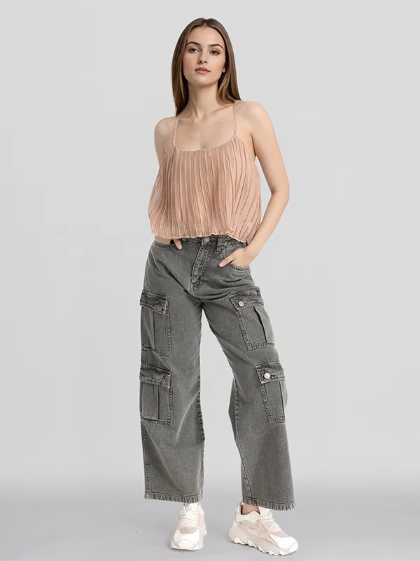 ESPYR By Tokyo Talkies Women Khaki Striped Regular Top