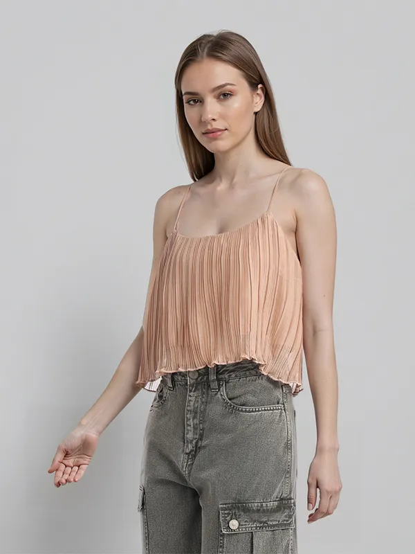 ESPYR By Tokyo Talkies Women Khaki Striped Regular Top