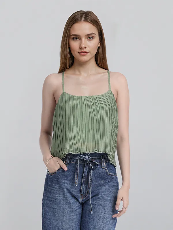 ESPYR By Tokyo Talkies Women Green Striped Regular Top