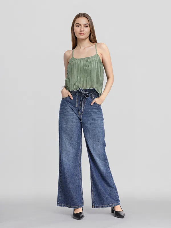 ESPYR By Tokyo Talkies Women Green Striped Regular Top