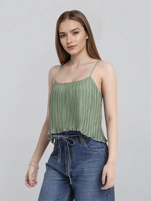 ESPYR By Tokyo Talkies Women Green Striped Regular Top