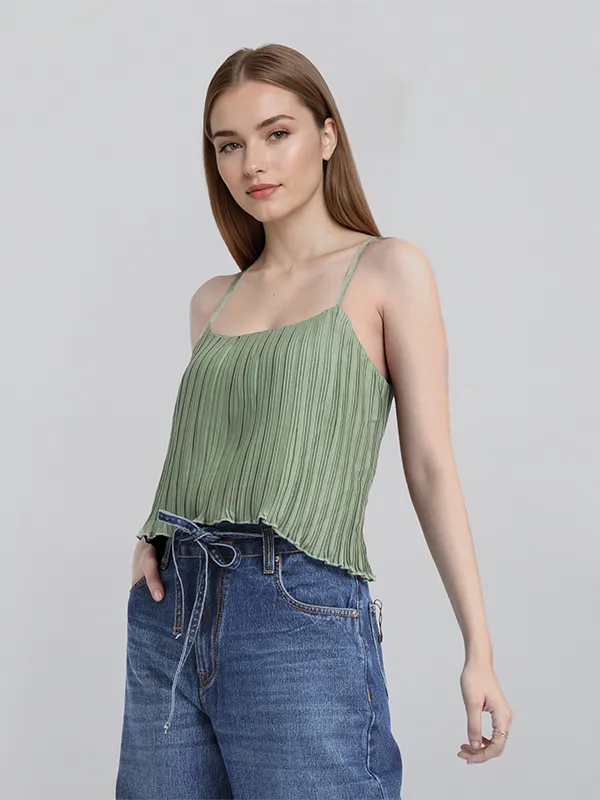 ESPYR By Tokyo Talkies Women Green Striped Regular Top