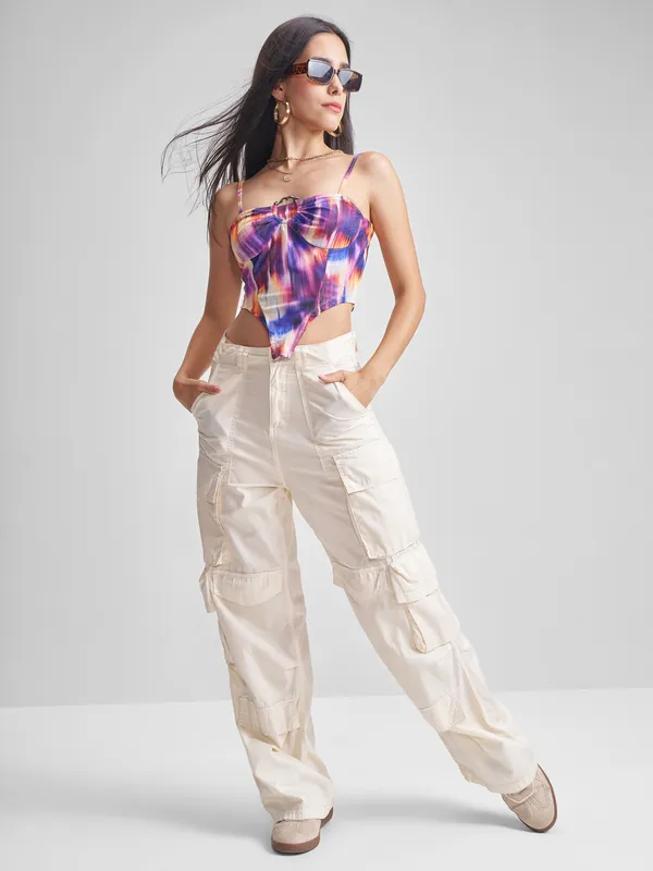 Tokyo Talkies Women Black Printed Fitted Top