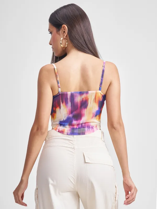 Tokyo Talkies Women Black Printed Fitted Top