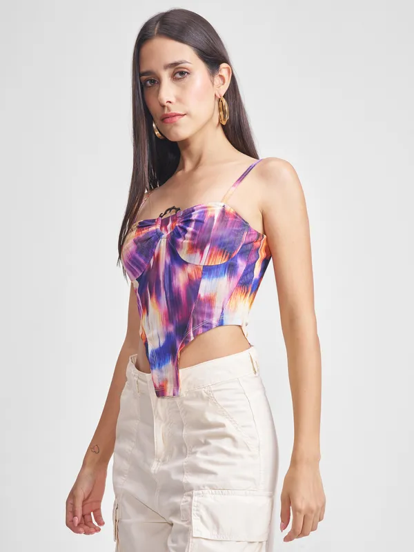 Tokyo Talkies Women Black Printed Fitted Top